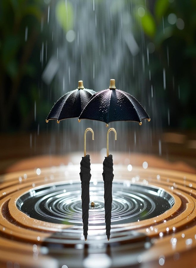 GOUDOGEDC 2Pcs Miniature Umbrellas, 1:12 Scale, Black Cloth, Mini Furniture Decorative Accessories, Doll Umbrella - Image 5
